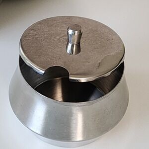 MCM Sugar Bowl +Lid Stainless Steel Mid Century Modern Kitchen Vintage 70s Pot